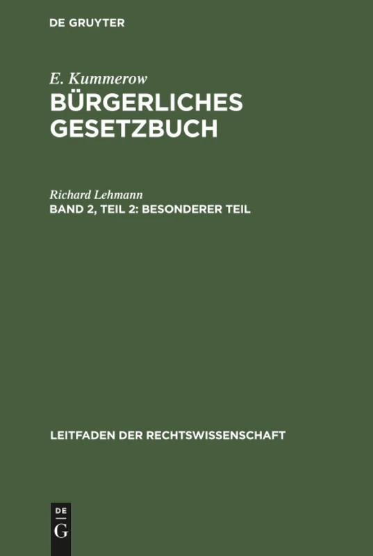 Besonderer Teil: Aus: Bürgerliches Gesetzbuch: 3 (Leitfaden Der Rechtswissenschaft) - Image 1