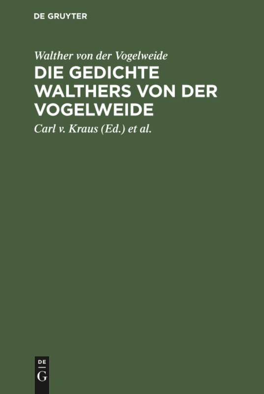Die Gedichte Walthers von der Vogelweide
