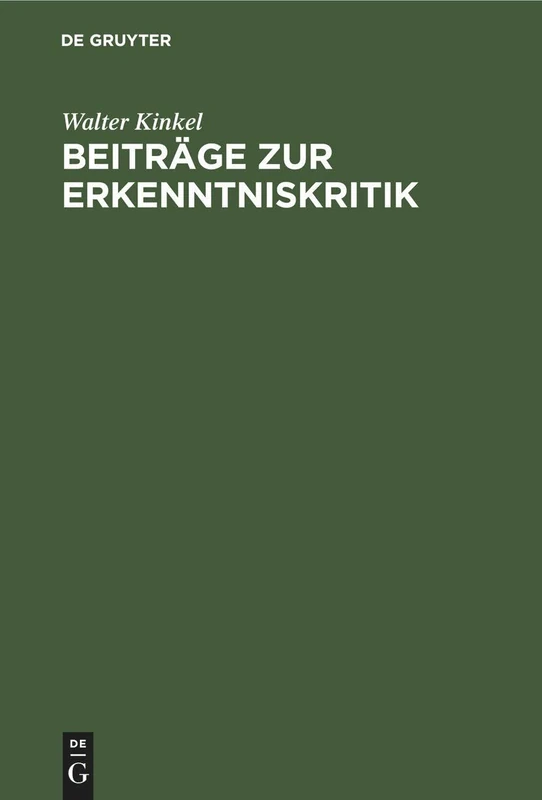 Beiträge zur Erkenntniskritik