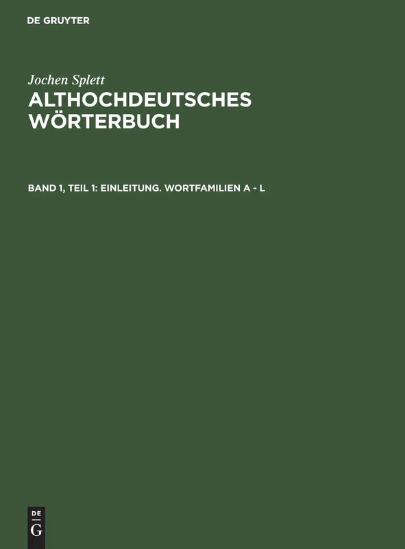 De Gruyter Mouton Einleitung Wortfamilien A - L: 1 Book - Image 1