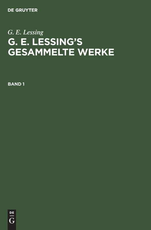 De Gruyter G. E. Lessing Gesammelte Werke Band 1 - 2 Volumes