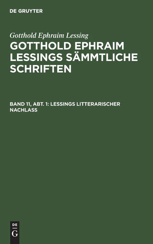 Lessings Litterarischer Nachlaß: 11