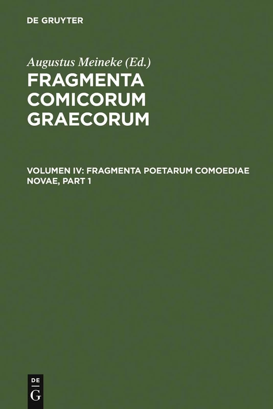 De Gruyter - Fragmenta poetarum comoediae novae Book