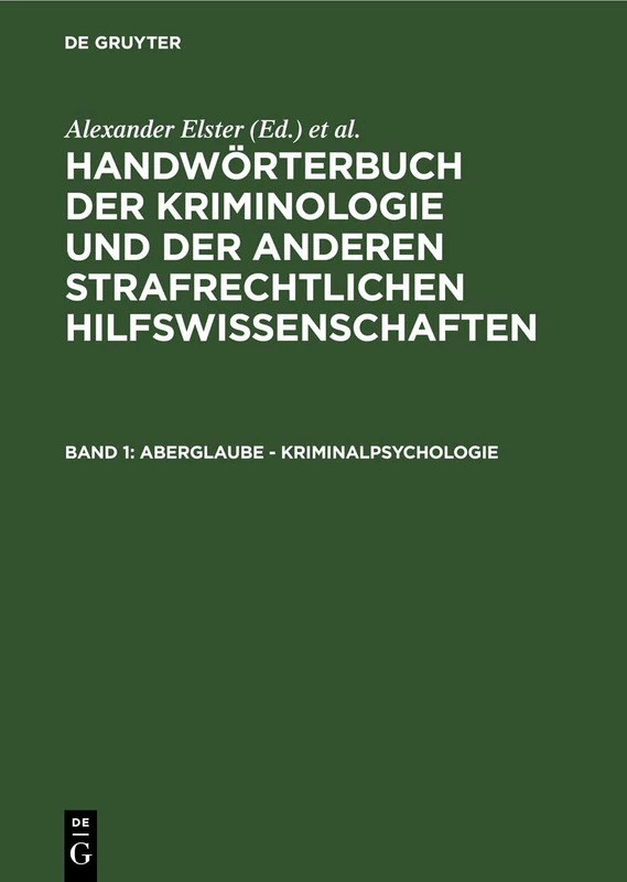 De Gruyter Aberglaube - Kriminalpsychologie Book