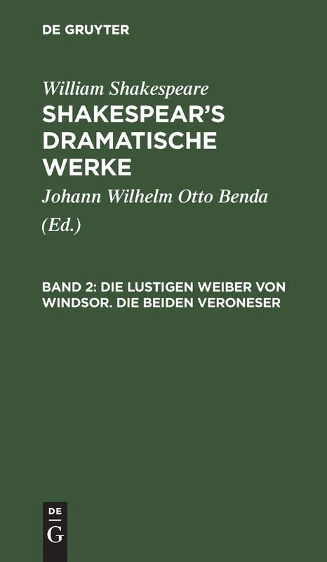 Die Lustigen Weiber Von Windsor. Die Beiden Veroneser: Aus: Dramatische Werke: 2 - Image 1