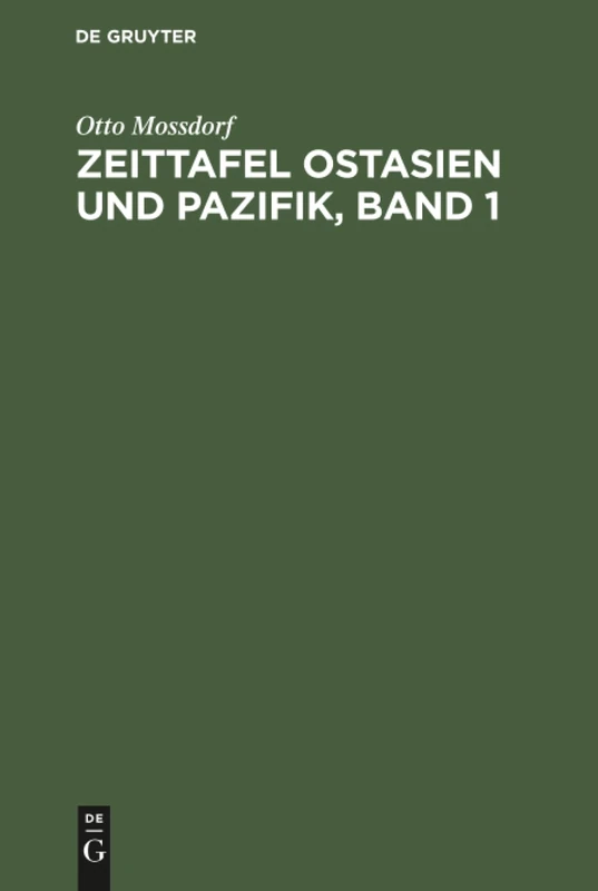 Zeittafel Ostasien und Pazifik, Band 1