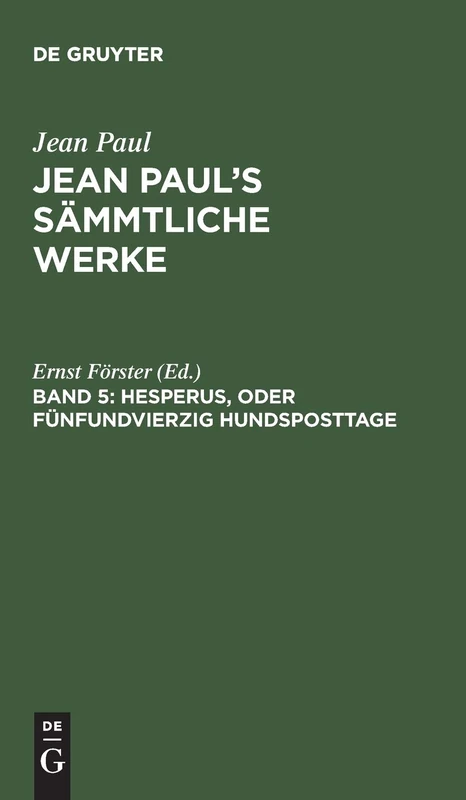 Hesperus, oder Fünfundvierzig Hundsposttage: Eine Lebensbeschreibung. Erstes Heftlein - Image 1