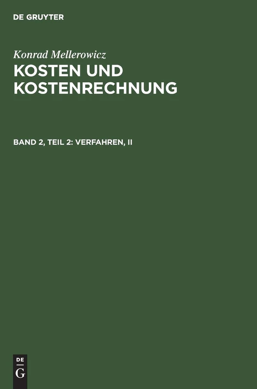 Verfahren, II: Aus; Kosten Und Kostenrechnung: 2