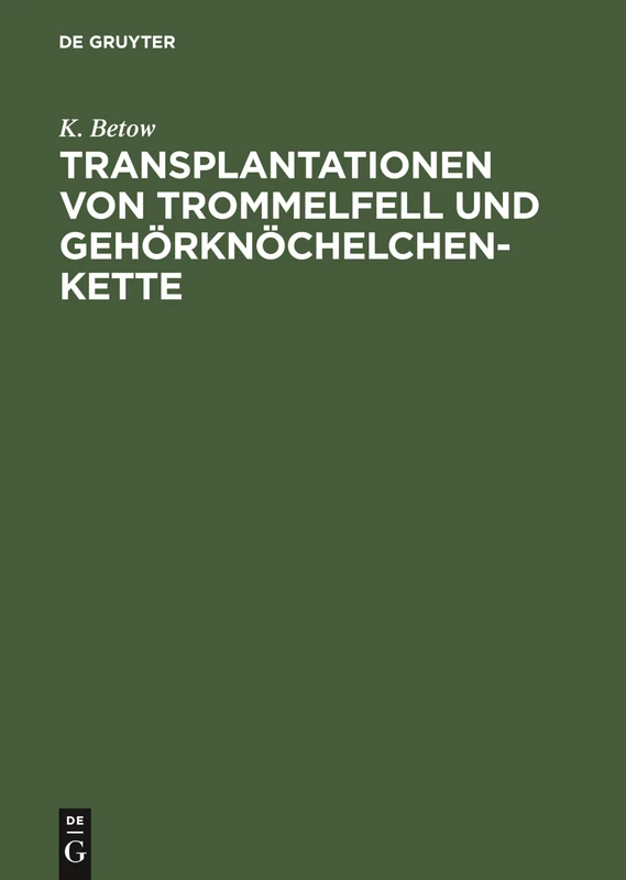 Transplantationen von Trommelfell und Gehörknöchelchenkette: Klinischen Erfahrungen Bei Der Verwendung Von Homoiotransplantaten Bei Tympanoplastiken