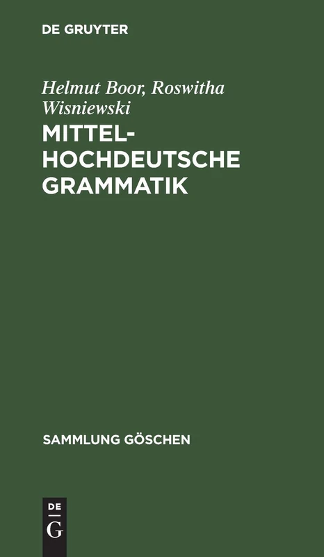 Mittelhochdeutsche Grammatik: 1108 (Sammlung Göschen)