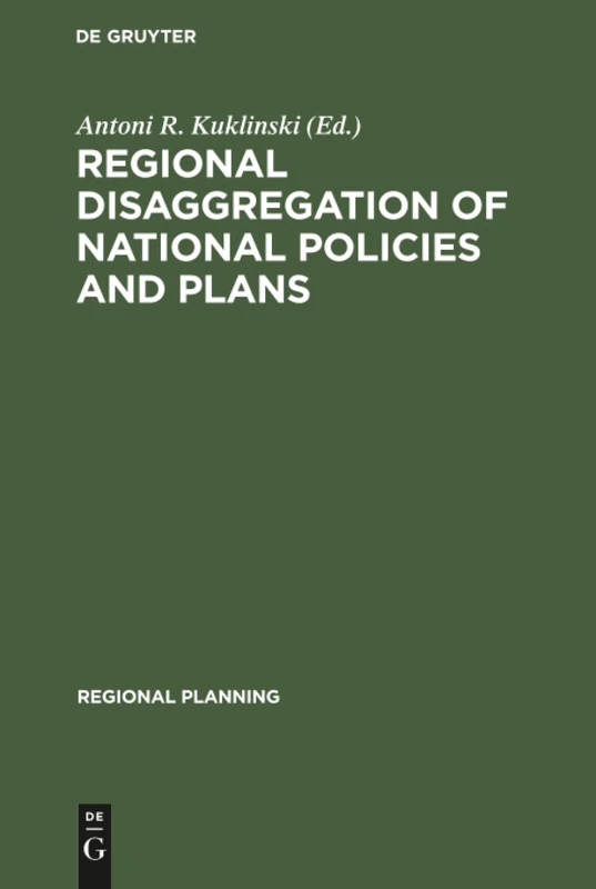 Regional disaggregation of national policies and plans: 8 (Regional Planning, 8)