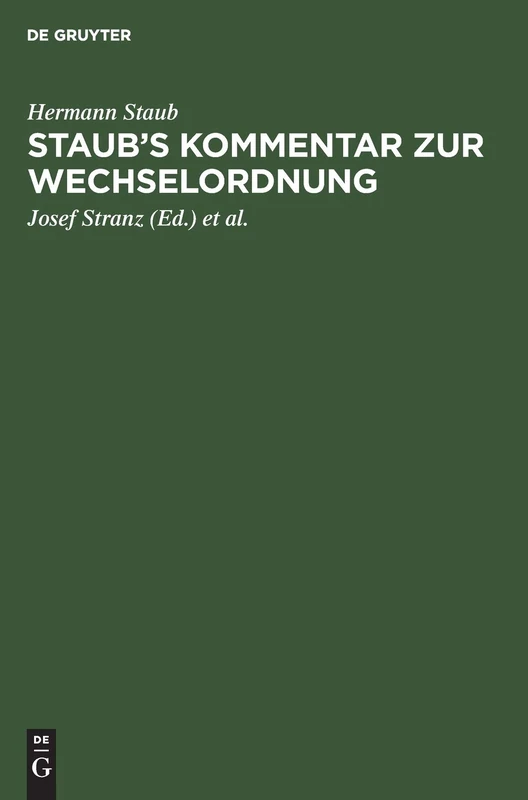 Staub's Kommentar Zur Wechselordnung