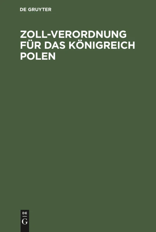 Zoll-Verordnung für das Königreich Polen