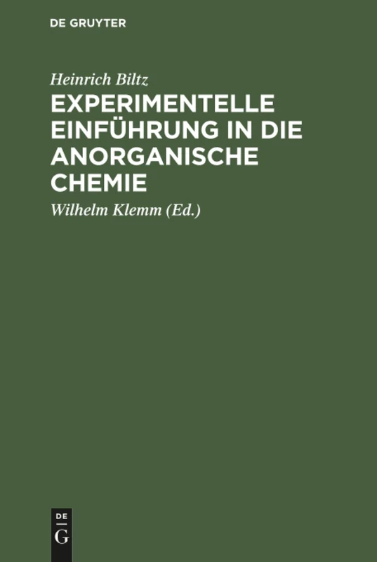 Experimentelle Einführung in die anorganische Chemie: Mit 28 Abbildungen Und 1 Tafel