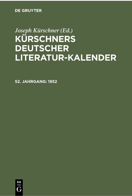 1952: 52. Jahrgang