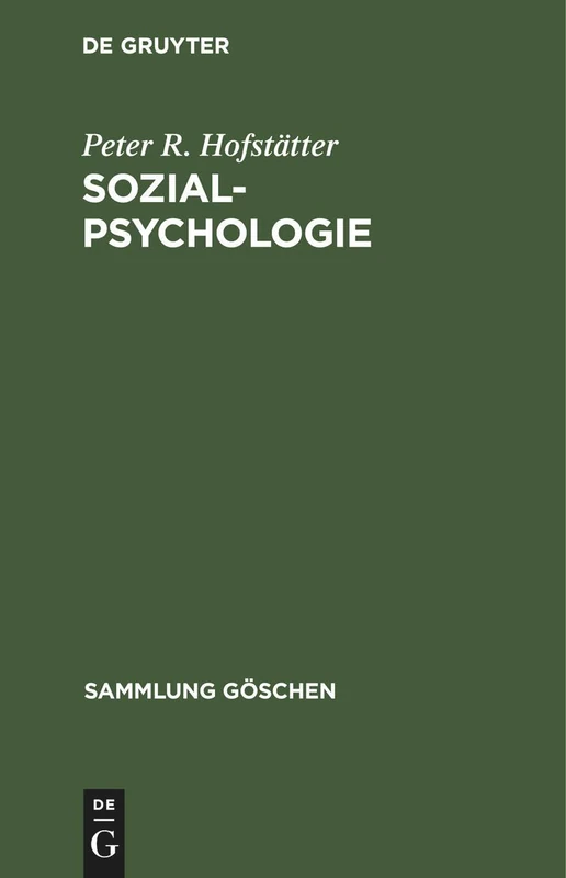Sozialpsychologie: 104 (Sammlung Göschen)