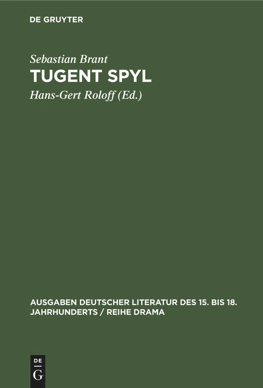Tugent Spyl: Nach Der Ausgabe Des Magister Johann Winckel Von Straßburg (1554): 8 (Ausgaben Deutscher Literatur Des 15. Bis 18. Jahrhunderts /) - Image 1