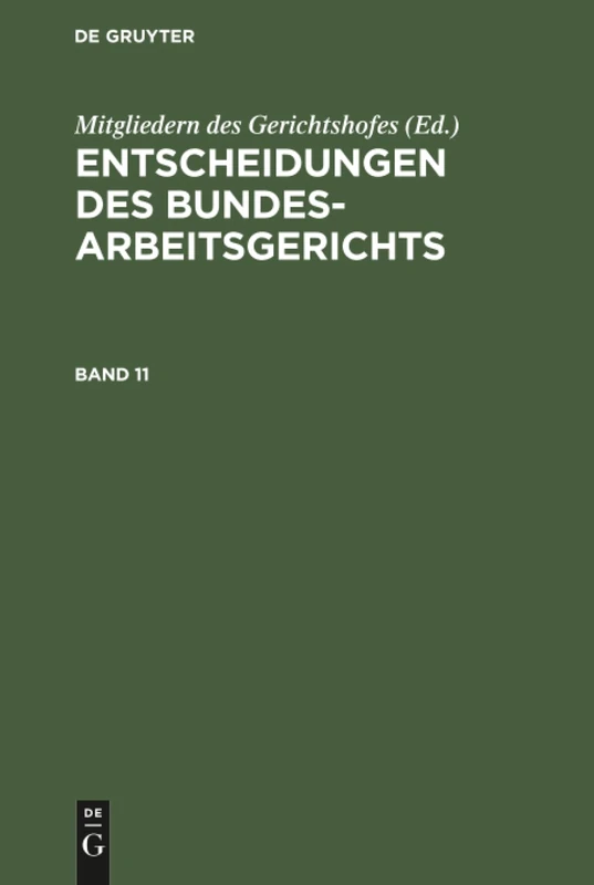 Entscheidungen des Bundesarbeitsgerichts: 11