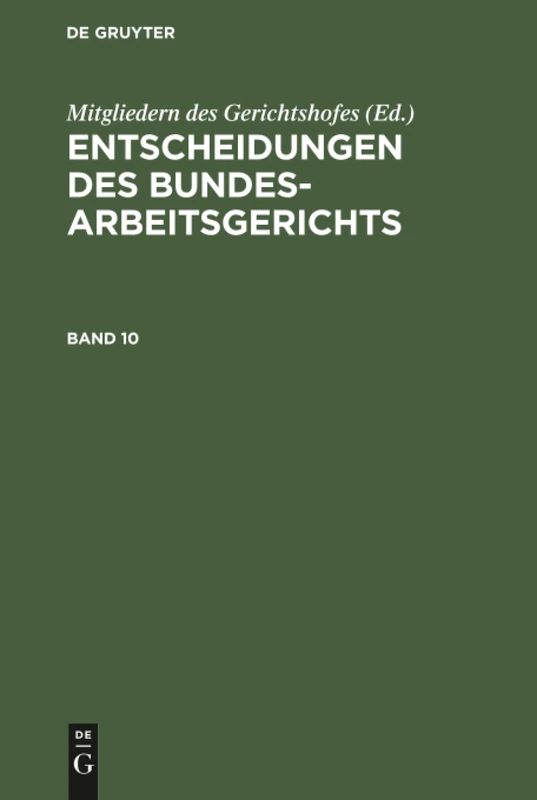 Entscheidungen des Bundesarbeitsgerichts: 10
