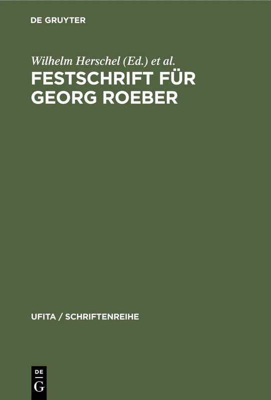 Festschrift Für Georg Roeber: 46 (Ufita / Schriftenreihe)