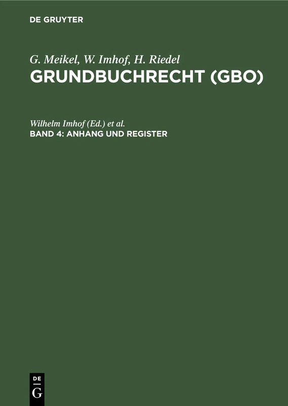 Anhang Und Register: 3 (Grundbuchrecht (Gbo))