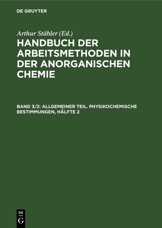Allgemeiner Teil. Physikochemische Bestimmungen, Hälfte 2