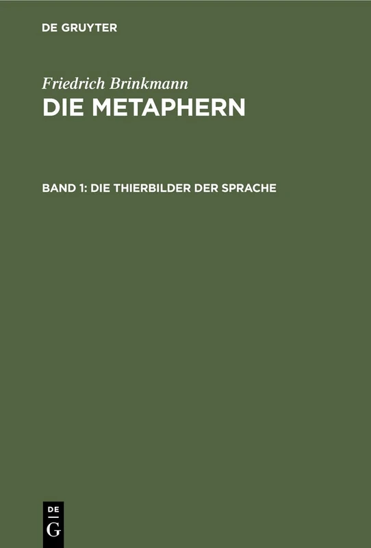 Die Thierbilder Der Sprache