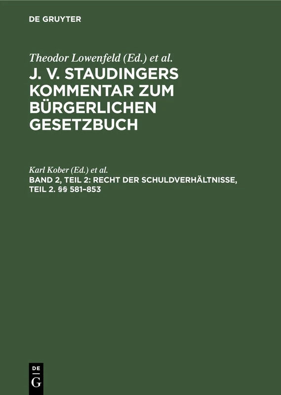 Recht Der Schuldverhältnisse, Teil 2. §§ 581-853