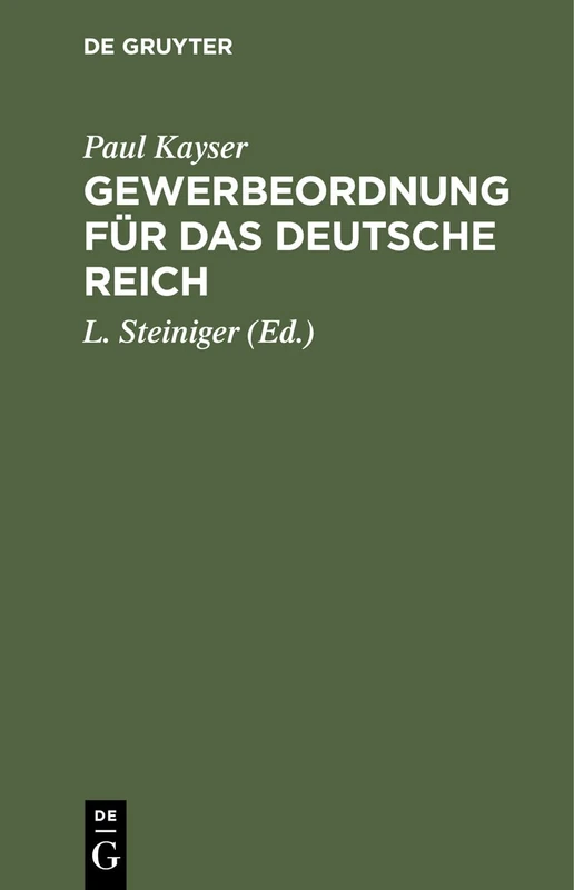 Gewerbeordnung Für Das Deutsche Reich