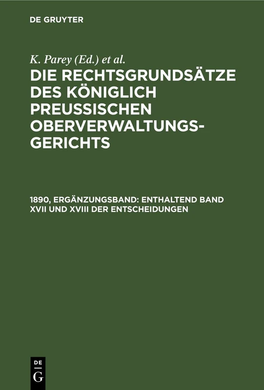 Enthaltend Band XVII Und XVIII Der Entscheidungen - Image 1