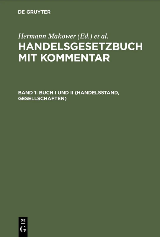 Buch I Und II (Handelsstand, Gesellschaften): 1-2