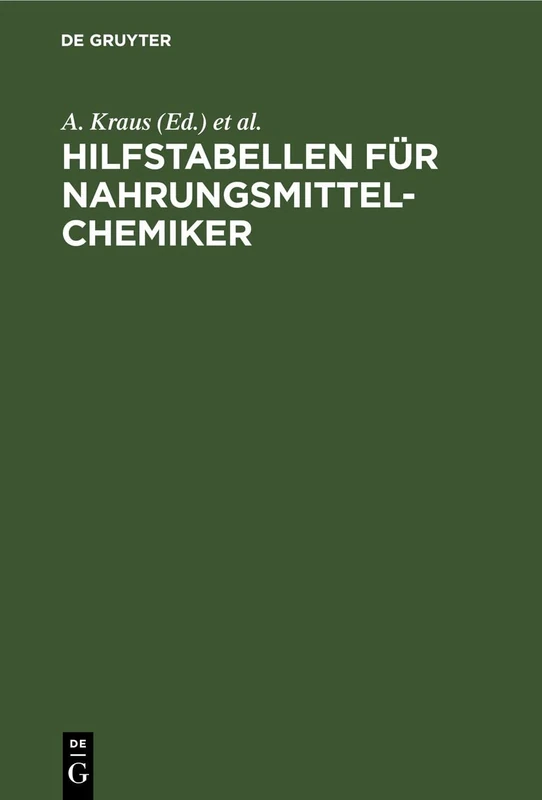 Hilfstabellen Für Nahrungsmittel-Chemiker