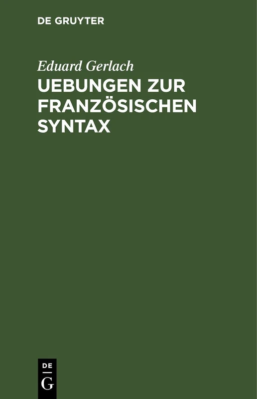 Uebungen Zur Französischen Syntax