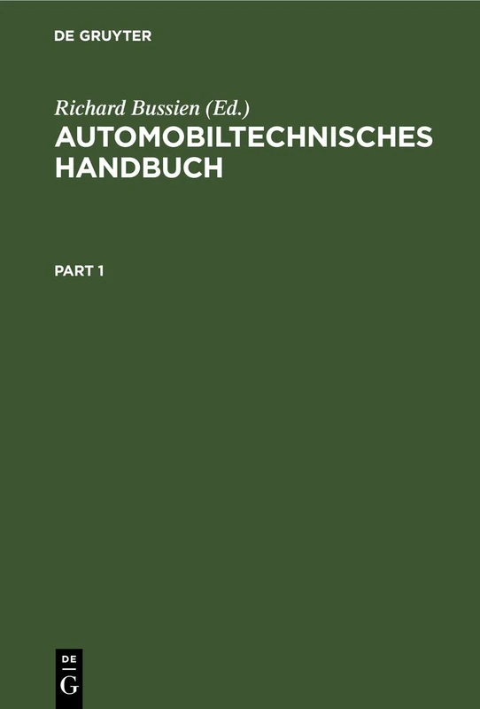 De Gruyter Automobiltechnisches Handbuch - Rare Book