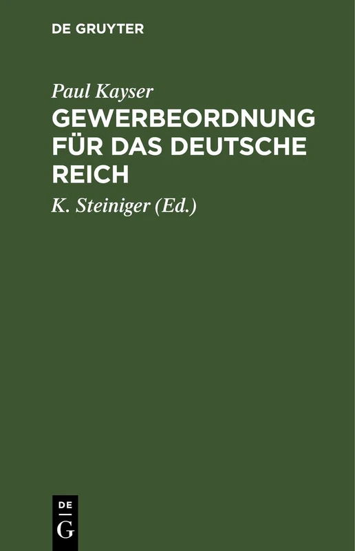 Gewerbeordnung Für Das Deutsche Reich