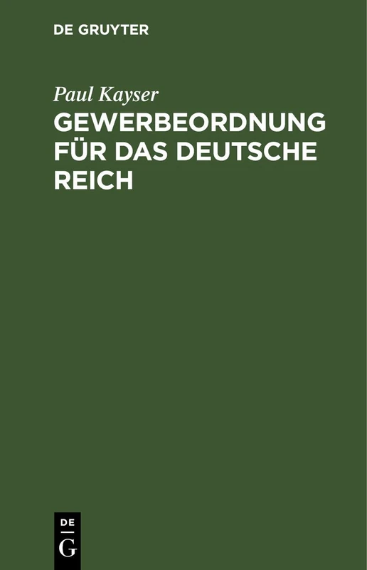 Gewerbeordnung Für Das Deutsche Reich