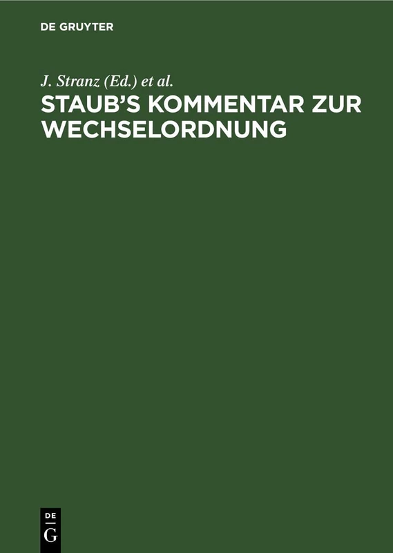 Staub's Kommentar Zur Wechselordnung