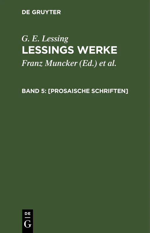 Prosaische Schriften - De Gruyter Economics Book