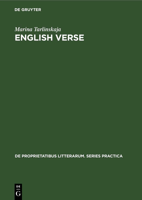 English Verse: Theory and history: 117 (De Proprietatibus Litterarum. Series Practica, 117) - Image 1