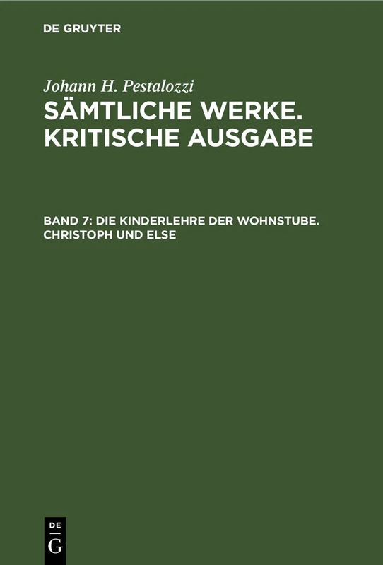 Die Kinderlehre Der Wohnstube. Christoph Und Else