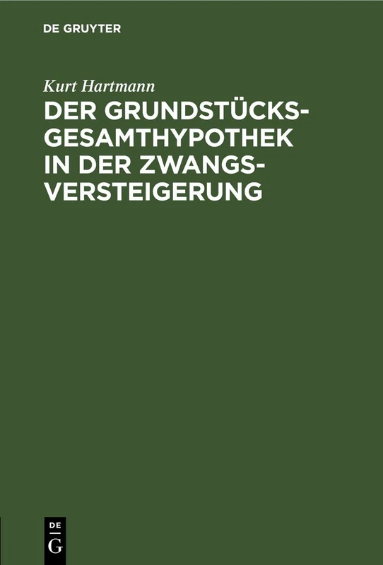 Der Grundstücksgesamthypothek in Der Zwangsversteigerung
