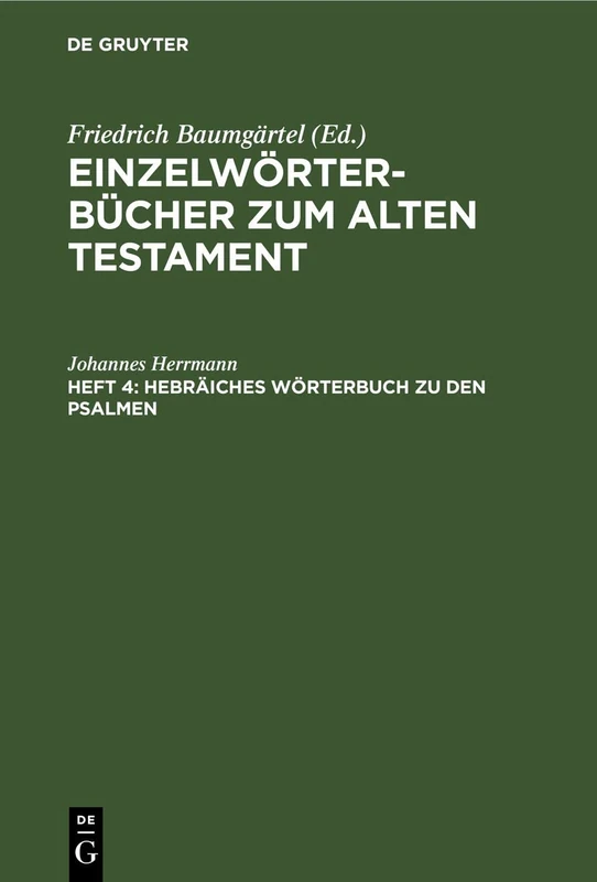 Hebräiches Wörterbuch Zu Den Psalmen