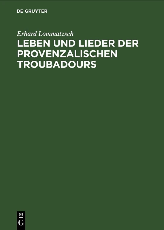 Leben Und Lieder Der Provenzalischen Troubadours: II. Lieder Verschiedener Gattung: 2