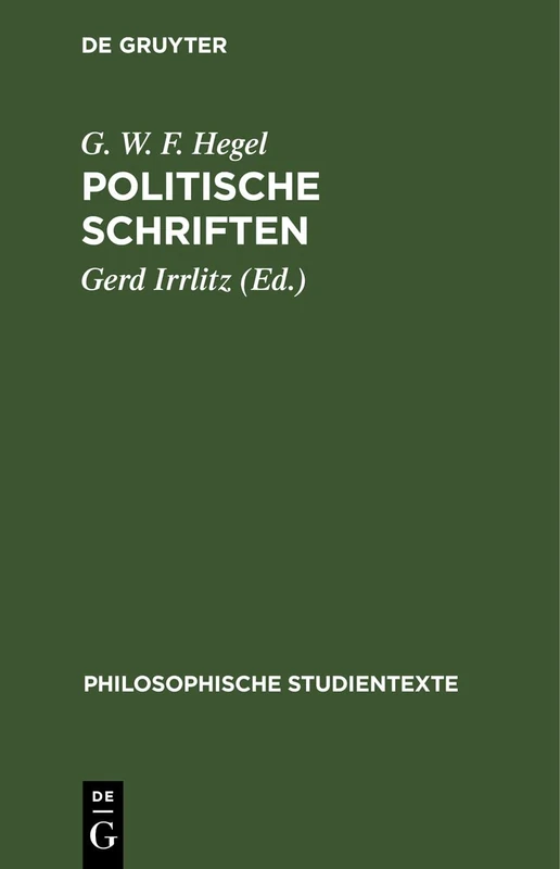 Politische Schriften (Philosophische Studientexte)