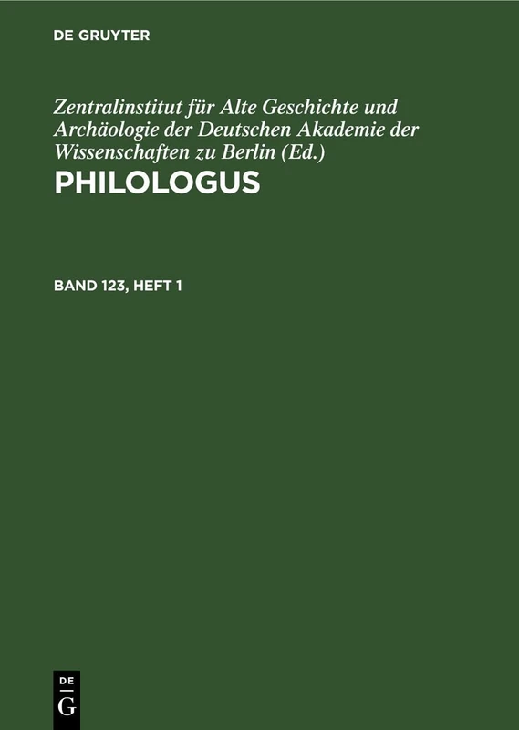 Philologus. Band 123, Heft 1