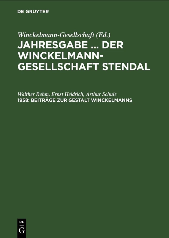 Beiträge Zur Gestalt Winckelmanns