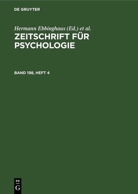 Zeitschrift Für Psychologie. Band 198, Heft 4