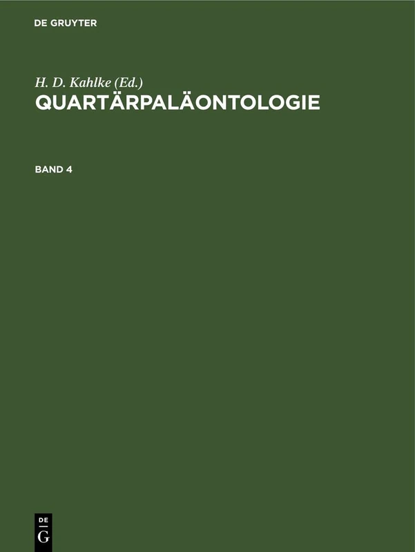 Quartärpaläontologie. Band 4