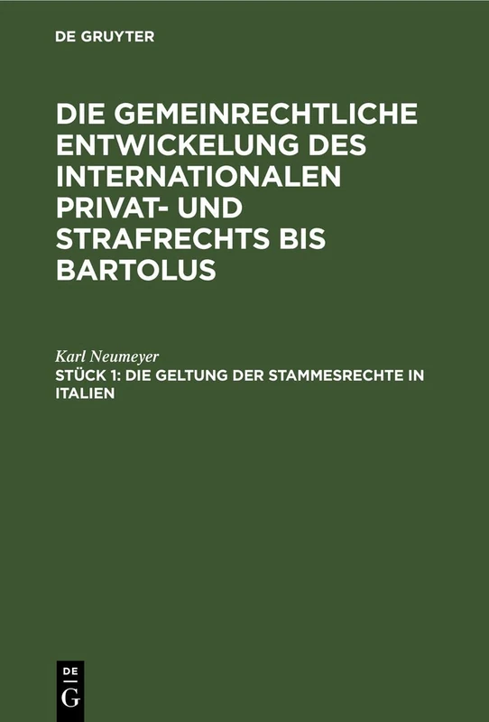 Die Geltung Der Stammesrechte in Italien