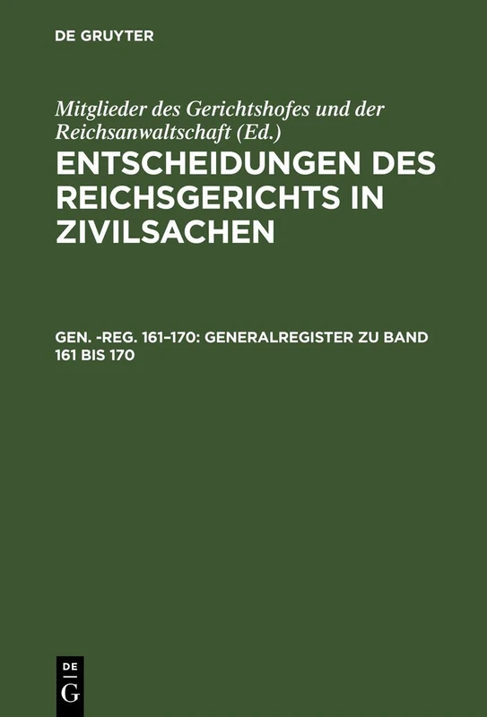 Generalregister Zu Band 161 Bis 170: 161-170